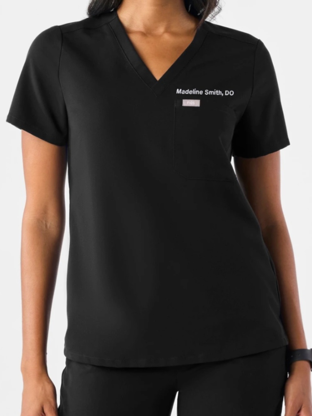 Figs Black Catarina One-Pocket Top — Size Small